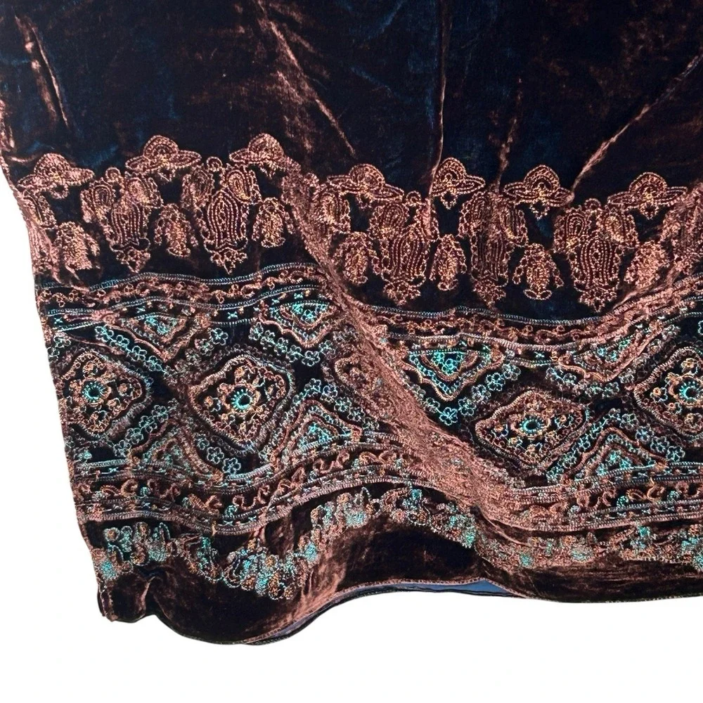 Citron Santa Monica Velvet Scarf Shawl Boho Art To Wear Embroidered‎ 84"x19" NEW - Picture 11 of 14